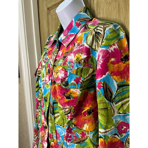 Chico’s Women’s Bright Floral Light Weight Jacket Size 1 - Picture 3 of 6
